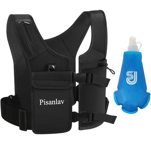 Waterproof Reflective Running Vest for 65kg+ with 500ml Hydration Bottle & Adjustable Phone Holder – Lightweight Chest/Waist Straps for Hands-Free Running, Hiking, Fitness, Climbing