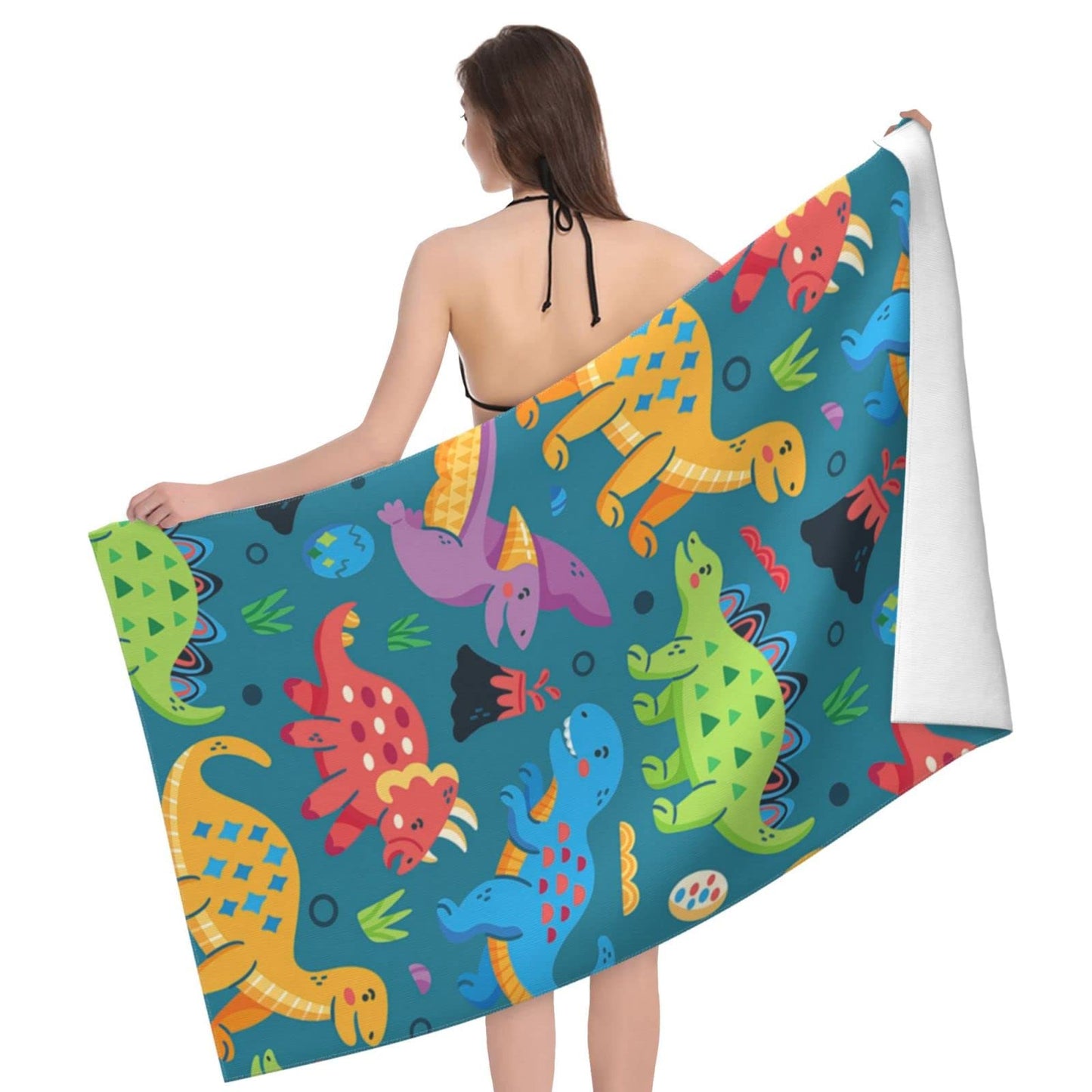 COMFAR Dinosaur Beach Towels for Boys Kids Beach Towels Bulk Toddler for Travel Pool Personalized Microfiber Oversized Quick Dry Pool Towel 30"x 60"
