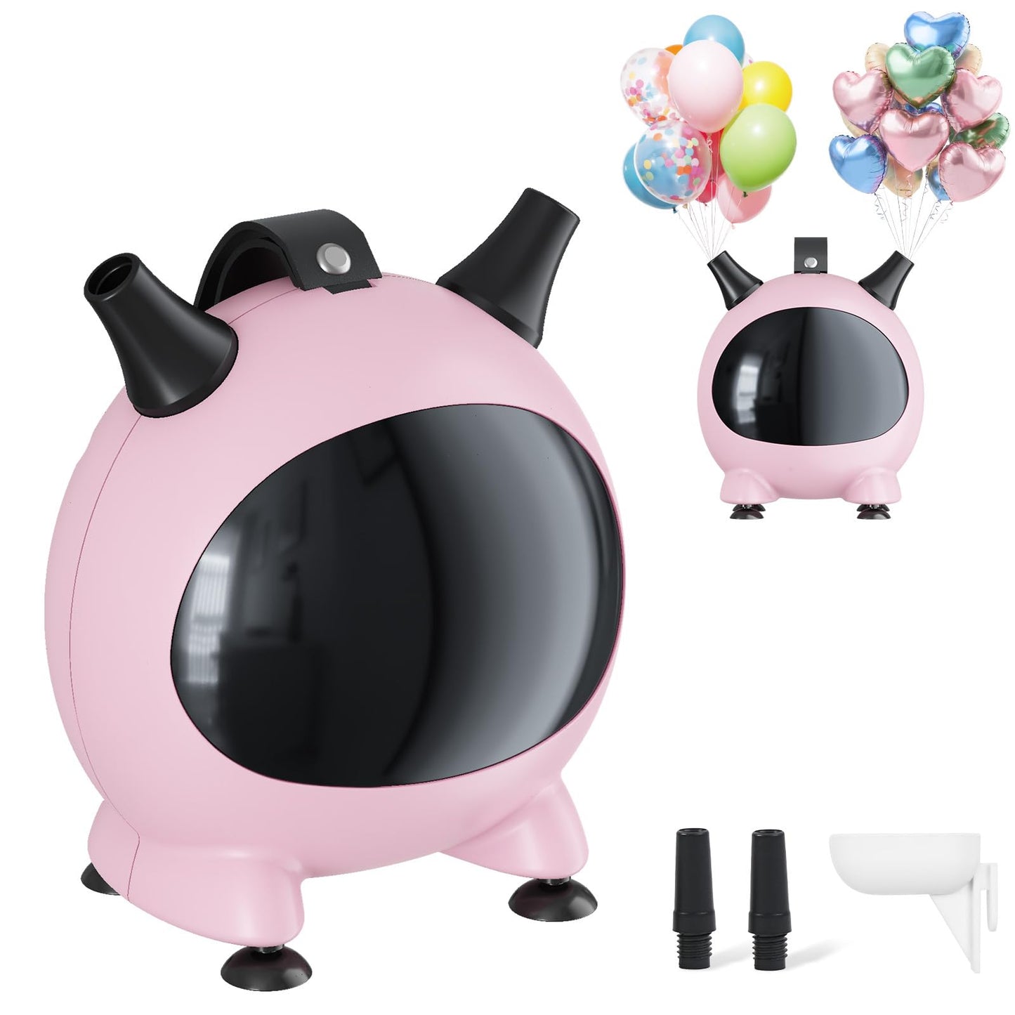 Togvu Small Balloon Pump, Portable Air Pump Machine for Balloons with Dual Nozzles, 110V 600W Electric Balloon Blower Pumping for Latex Garland Arch and Foil Balloons - Pink
