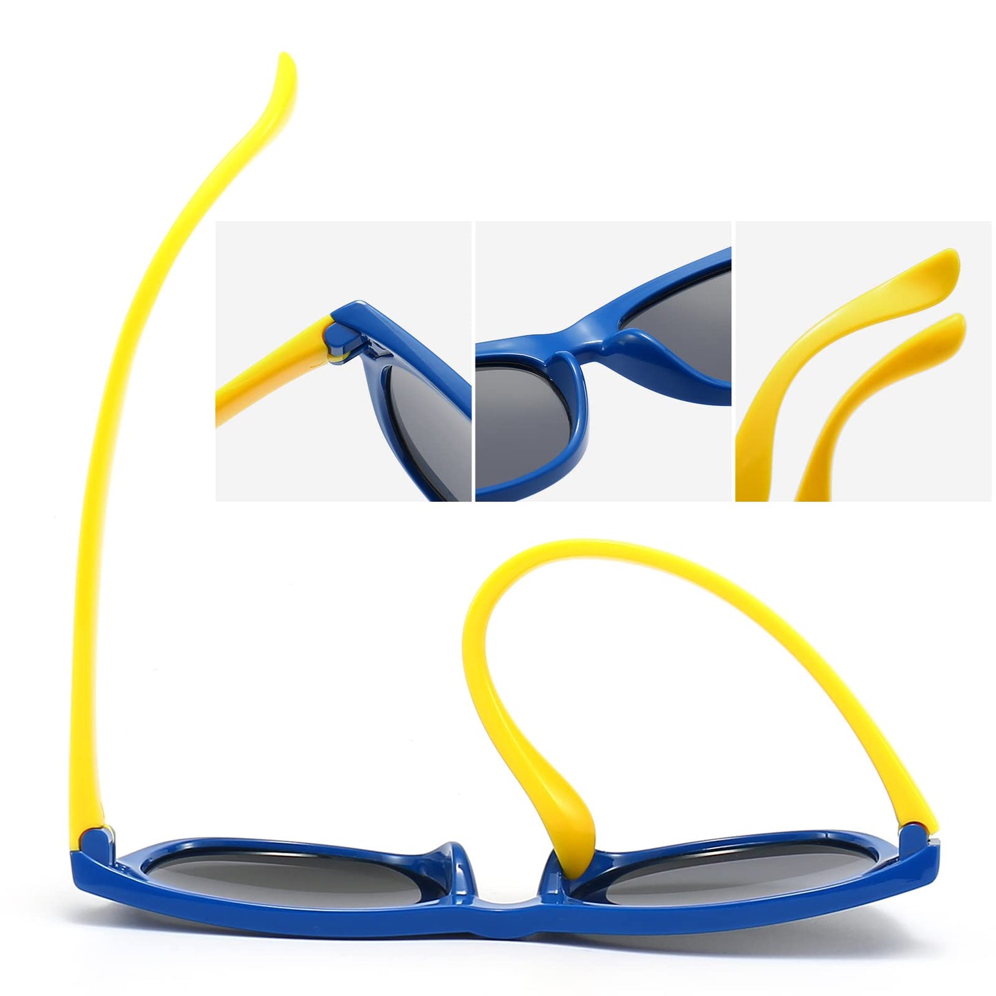 FANNYGO 3 Pack kids sunglasses for Boys Girls Kids Polarized Sunglasses boy Girl Age 3-11 (Black+blue+light blue)