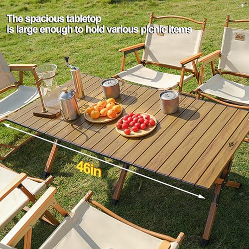 Natural Folding Camping Table with Carry Bag - Portable Aluminum Picnic & Beach Table