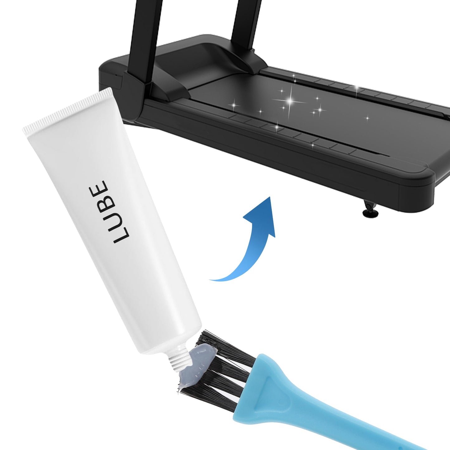 Fitness Treadmill Lubricant for Sole Spirit Treadmill Lube, Silicone Oil Fit Most Brands Treadmill with Cleaning Cloth and Brush (White) ﻿