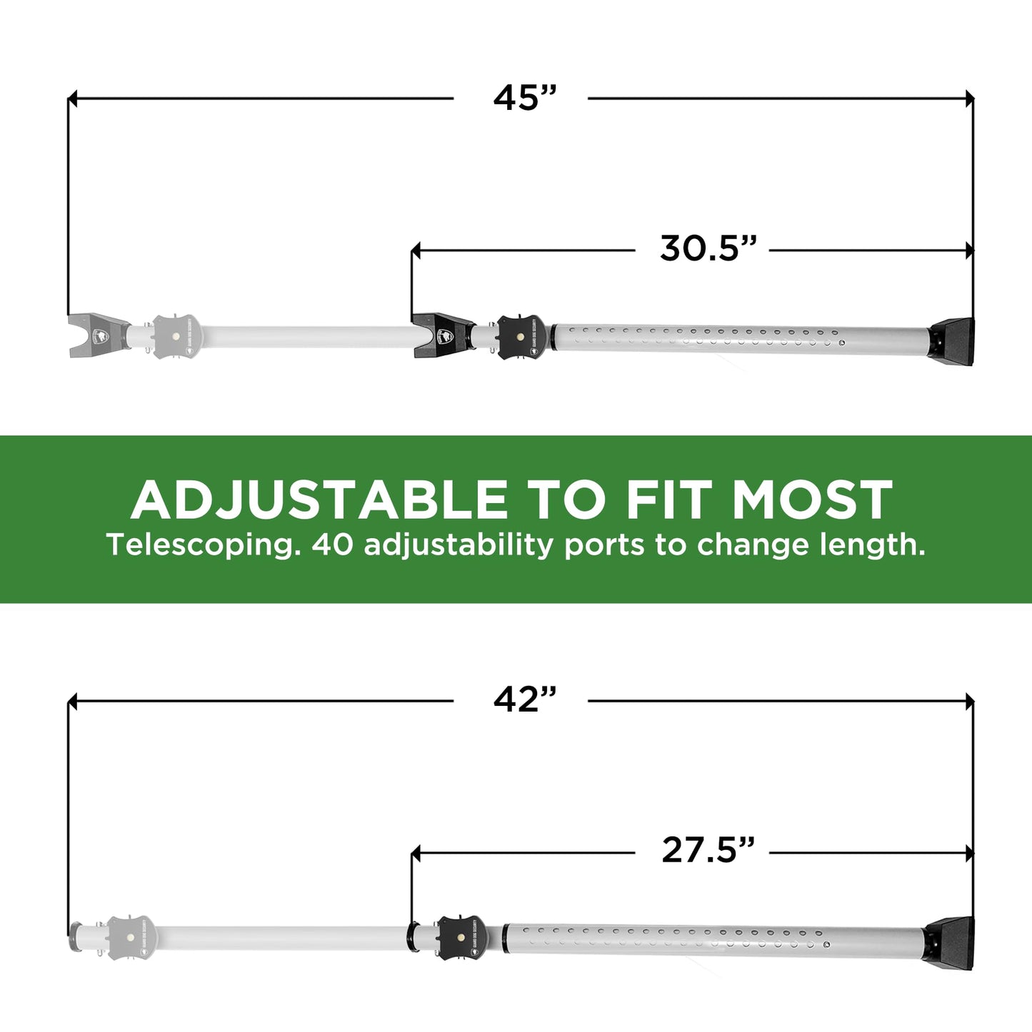 Adjustable Sliding Door Security Bar, Door Jammer 2-in-1 Adjustable Door Knob and Sliding Patio Door Stoppers Security with Alarm, 40 Different Adjustments by Guard Dog Security
