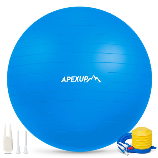 APEXUP Yoga Ball, 660 lbs Anti-Burst Exercise Ball with Pump, 5 Sizes (XXL(31"~34") 85cm, Blue)