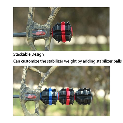 ZSHJGJR Archery Stackable Bow Stabilizer Ball Reduce Shock Absorber Balance Bar Vibration Damper Silencer for Recurve Compound Bow Hunting Shooting (Green)