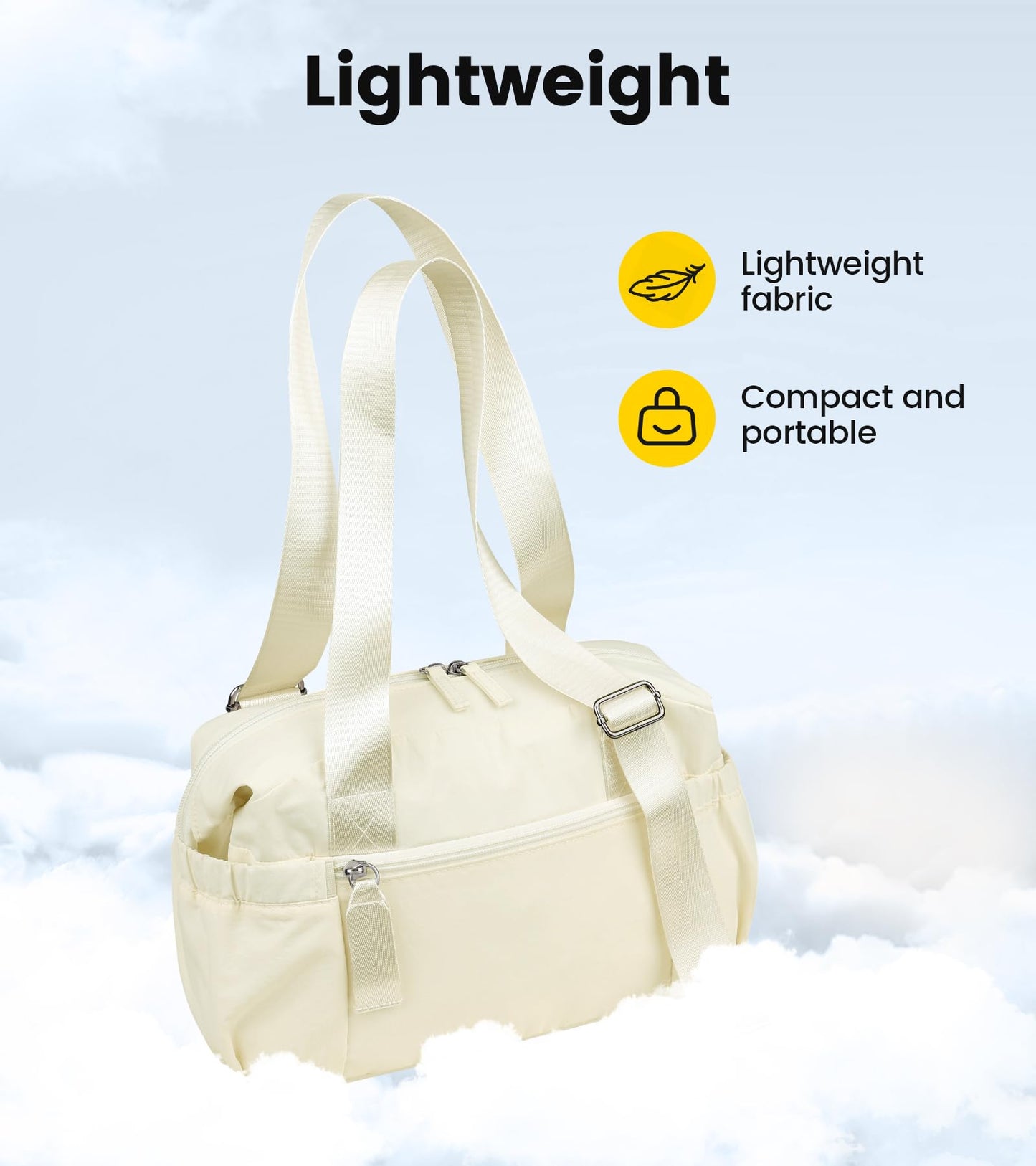 Vorspack Mini Gym Bag for Women - Small Duffle Bag Lightweight Duffel Bag with Wet Pocket Cute Sports Bag for Gym Dance Yoga - Beige