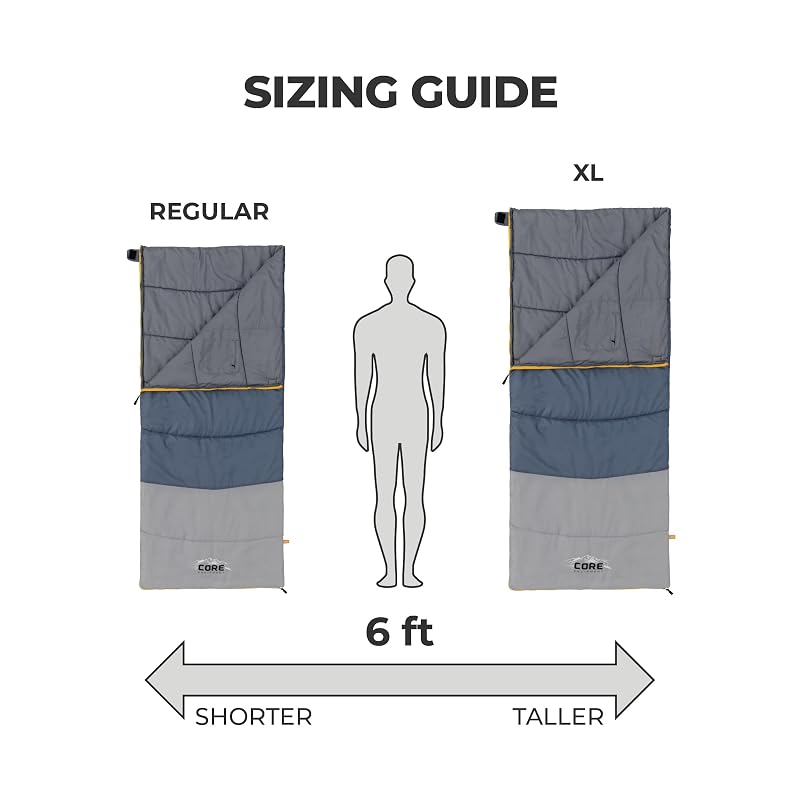CORE Regular 77" x 33" Sleep System - 50°F Sleeping Bag