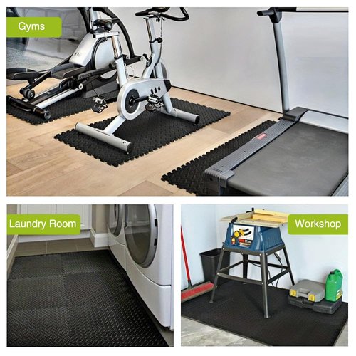 [Upgraded Version] 24"x24" EVA Foam Floor Tiles (1/2" Thick) – Interlocking Gym Mats for Home, Garage, Playroom – Non-Slip, Shock-Absorbent Exercise & Kids Play Mat (Set of 24 pcs,Black)
