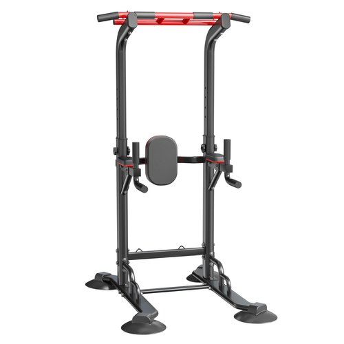 SogesPower Power Tower Pull Up Bar Station, Adjustable Height Pull Up Bar Stand for Home Gym, Multi-Function Pull Up Dip Station Dip Bar Strength Training Fitness Equipment, 500LBS, Black