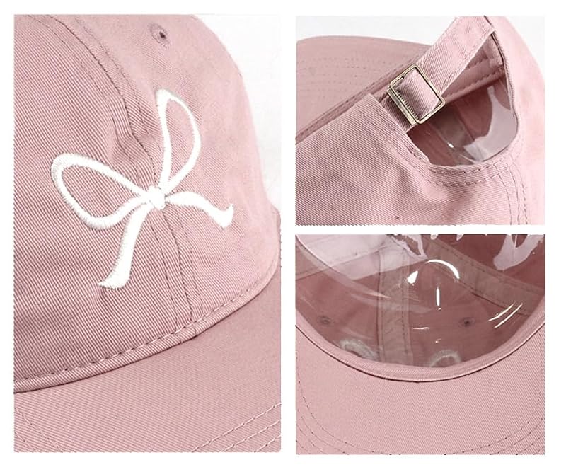 White One Size Bow-Tie Baseball Cap for Women Y2K Trendy Trucker Hat - Summer