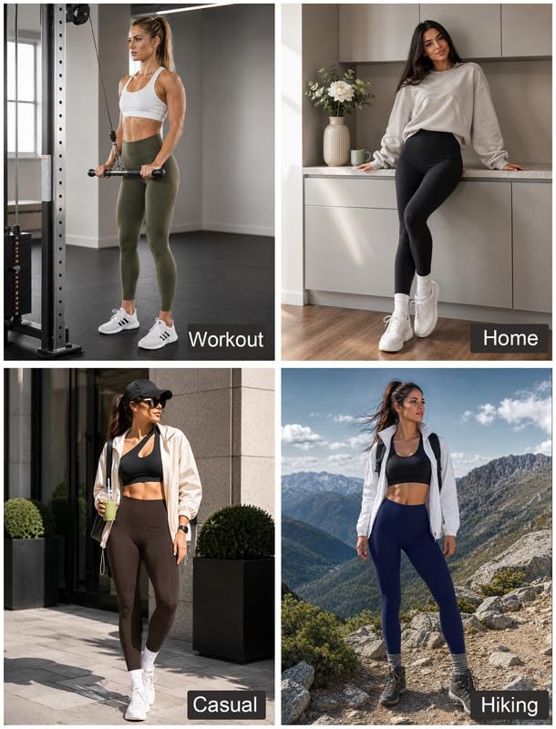 Women's High Waisted Workout Leggings with Butt Lifting - Medium Black