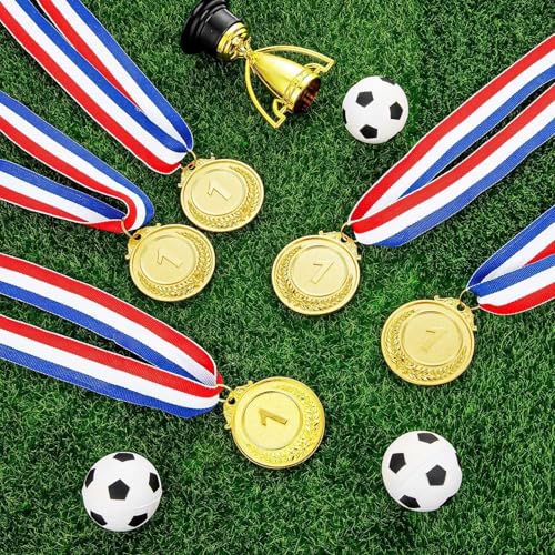 16 Gold Medals for Awards Winner Medal with Ribbon - Party & Sports Decorations