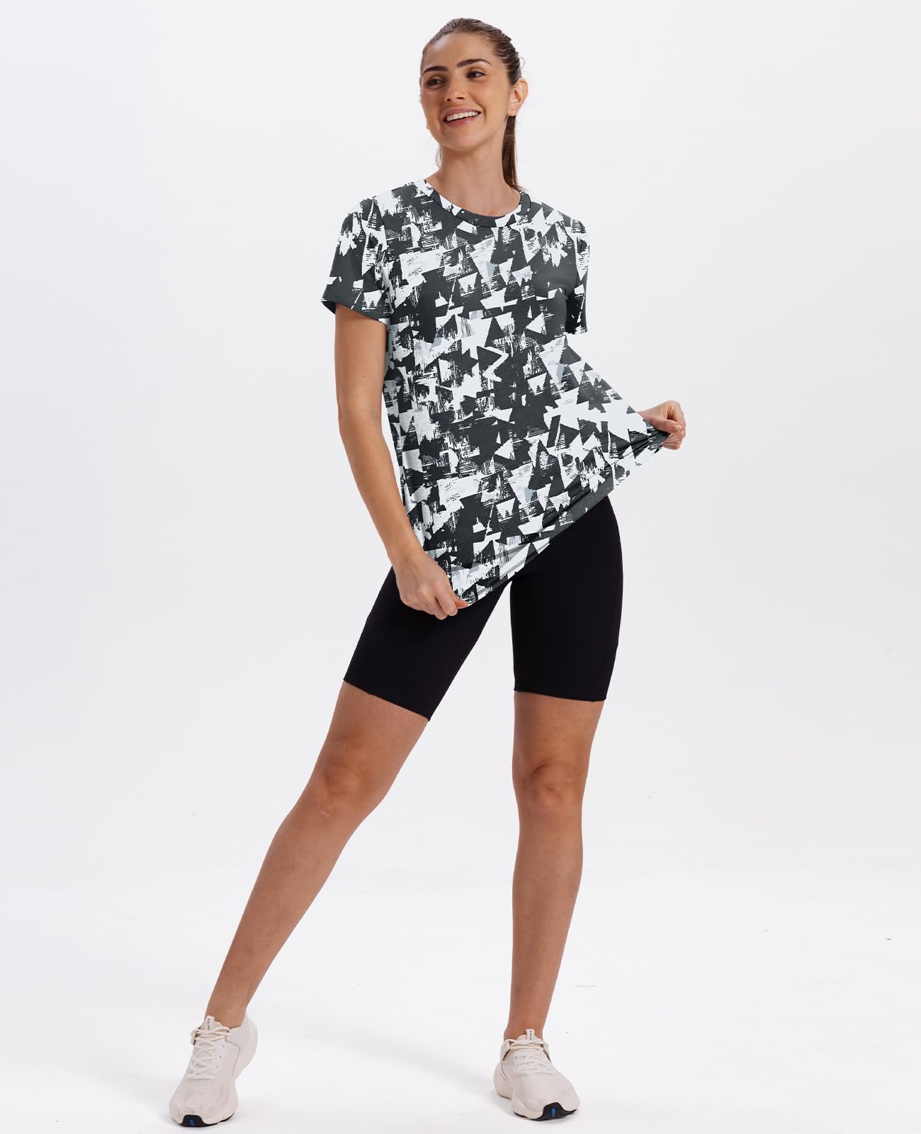 Short Sleeve Shirts for Women Workout Yoga Tops Sun Protection Clothing Summer Outfits Rash Guard Side Slit Blue XL