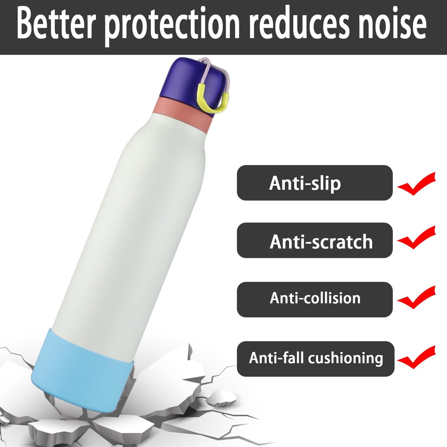 Generic 2pcs Silicone Boot for Owala FreeSip Twist Water Bottle, 24oz, Anti-Slip Protective Sleeve, Anti-Slip Bottom Protective (Sky Blue)