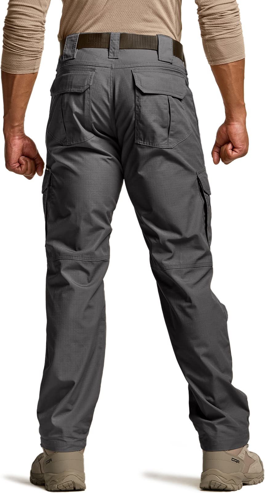 CQR Men's Tactical Pants, Water Resistant Ripstop Cargo Pants, Lightweight EDC Work Hiking Pants, Outdoor Apparel, Duratex Mag Pocket Charcoal, 38W x 34L