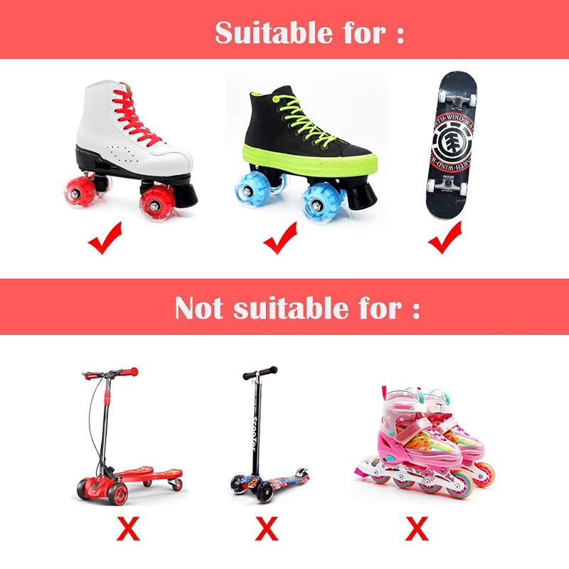 Light Up 8-Pack Roller Skate Wheels 78A with ABEC-9 Bearings - RGB LED Lights, 32x58mm