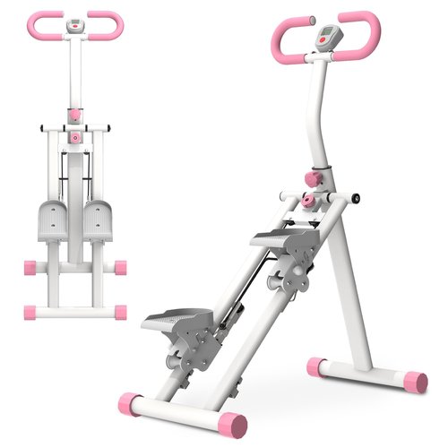Stair Stepper for Home Gym Exercise, Vertical Climber Exercise Machine for Full Body Workout, Compact Folding Cardio Exercise Climber with Adjustable Handlebar (Pink)
