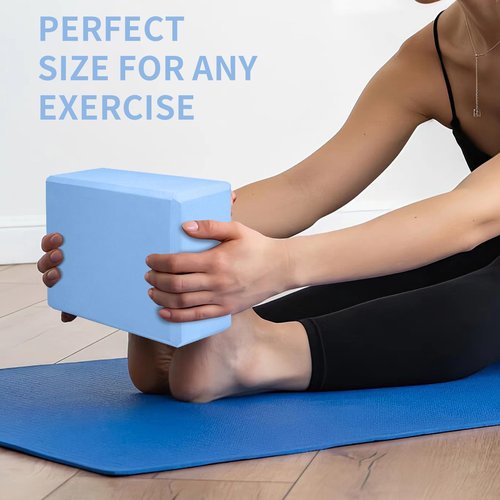 Yoga Blocks 2 Pack 9"x6"x3" High Density & Non Slip Dance Blocks for Stretching and Toning, Fitness Accessories for Stability & Balance (Light Blue)
