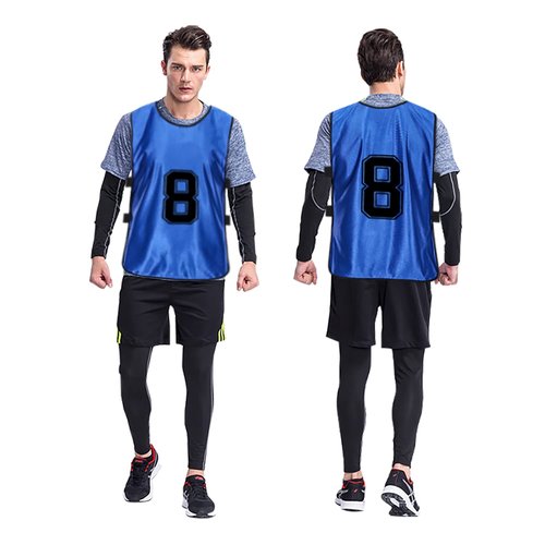 MTTYYD Scrimmage Training Vest Team Sports Pinnies Reversible Numbered Soccer Team Pennies Kids Youth Adult Jerseys (24 Pack) L-Red,Blue