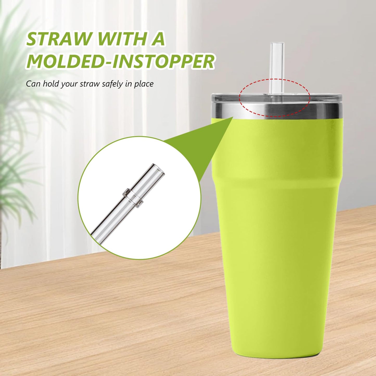 20 oz Tumbler Straw Lid, 2 Pack Replacement Lids for YETI 16oz Pint/20oz/24oz/25oz Straw Mug, Transparent Travel Tumbler Top with BPA Free and Shatter-proof