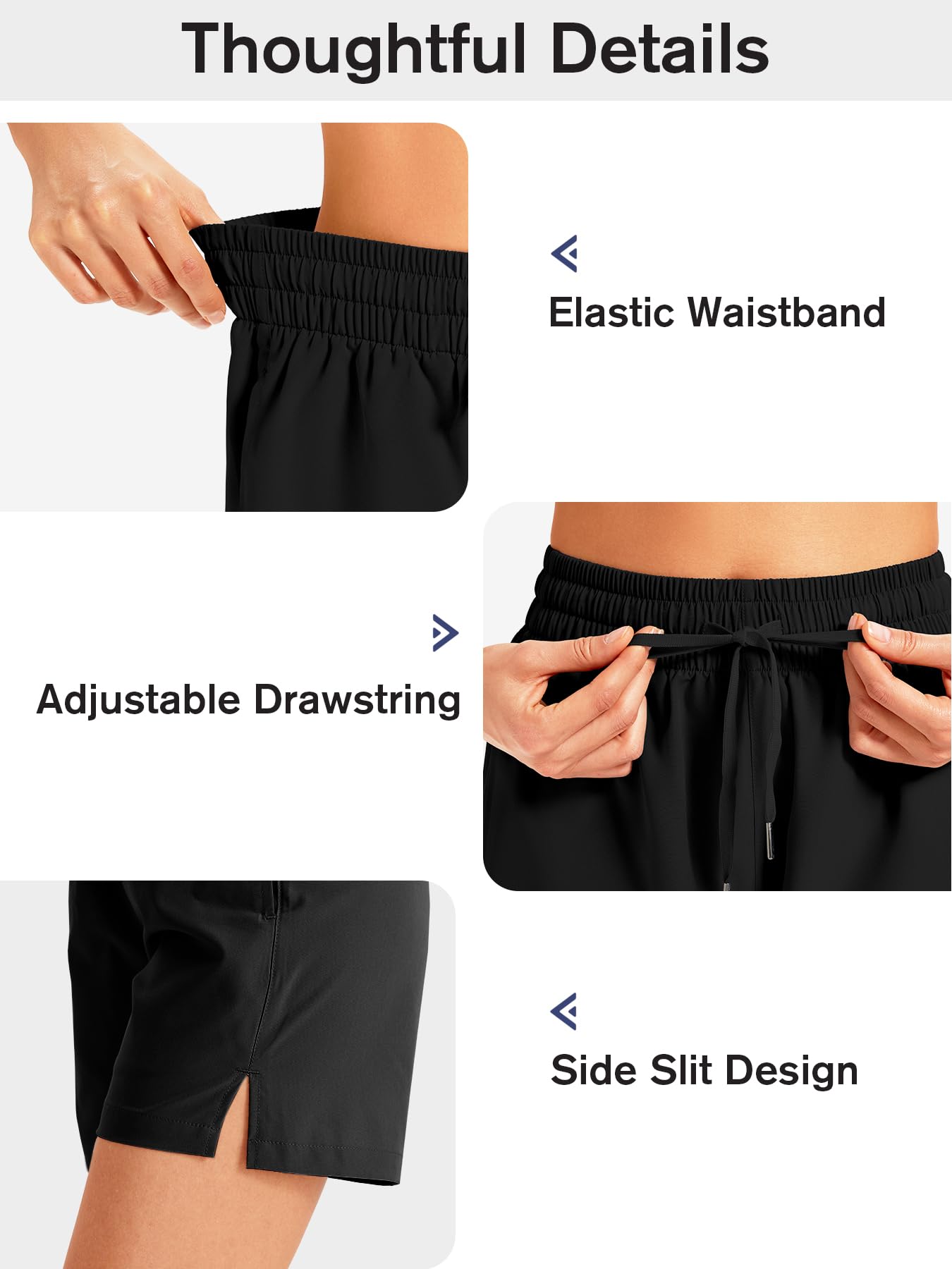 ZUTY 3 Pack 5" Womens Athletic Shorts Basic Running Shorts Lightweight Quick Dry Gym Workout Shorts with Pockets Black-Black-Black L