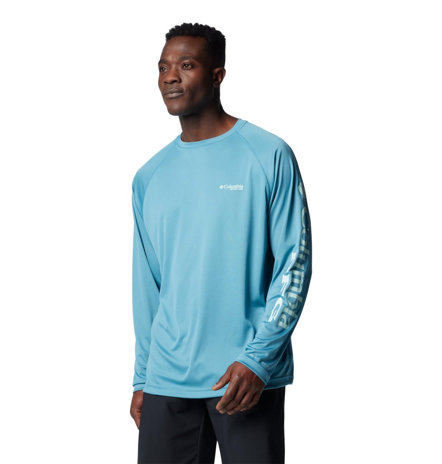 Columbia Men's Terminal Tackle Long Sleeve Fishing Shirt, Canyon Blue/ICY Morn Logo, 3X