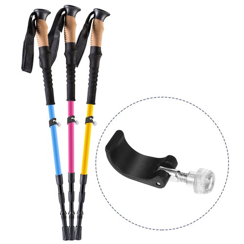 HJZHII 6 Pack Trekking Poles Quick Flip Pole Clamps with Nut Screws, 3 Size Trekking Poles Clamp Replacement Locking Clips Climbing Pole External Lock for Hiking Walking Camping Mountaineering