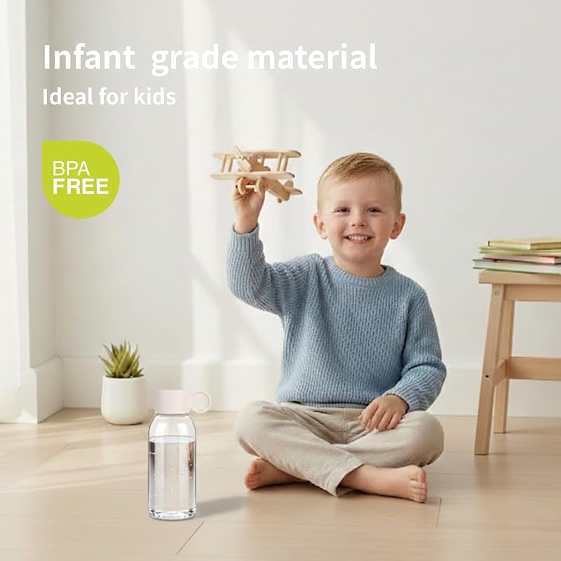 emoi 15oz Kids Water Bottle - Clear BPA-Free Leakproof Portable Flask White