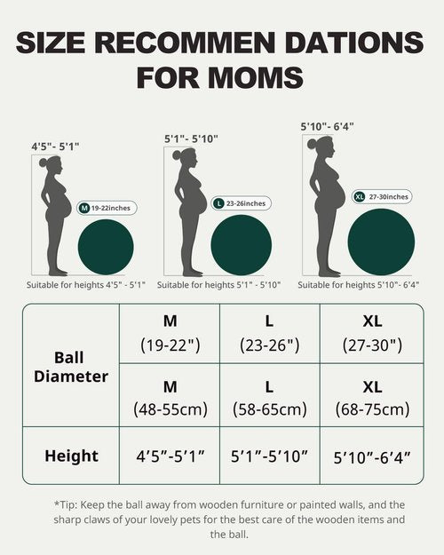 Trideer Pregnancy Yoga Ball – 1.7mm Extra Thick for Labor & Maternity, 440LB Anti-Burst, Non-Slip Stability – Includes Exercise Guide & Baby Memory Book