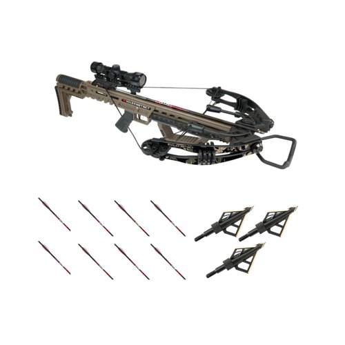 Killer Instinct Lethal HD405 Crossbow Bundle with 8 Hypr-V Crossbow Bolts and (3-Pack) Fixed-Blade Steel Tip 100-Grain Hunting Broadheads