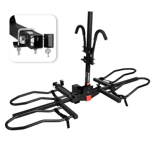 FORWODE Bike Rack Hitch Mount Platform Style, 2-Bike 200 lbs Capacity, Wobble-Free, Tilting & Folding with Locking System, Heavy-Duty Steel, Fits Up to 5" Fat Tires, E-Bikes & MTB - 2" Receiver