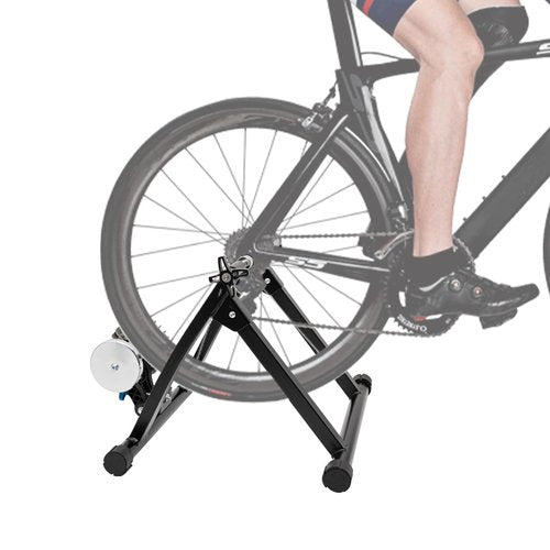 Xuwaw Fluid Bike Trainer - Heavy-Duty 330lbs Capacity Indoor Cycling Trainer for 26"-29"/700C Wheels, 5-Level Silent Resistance, Foldable w/Quick Release & Wheel Riser Block (Triangular Stable Base)