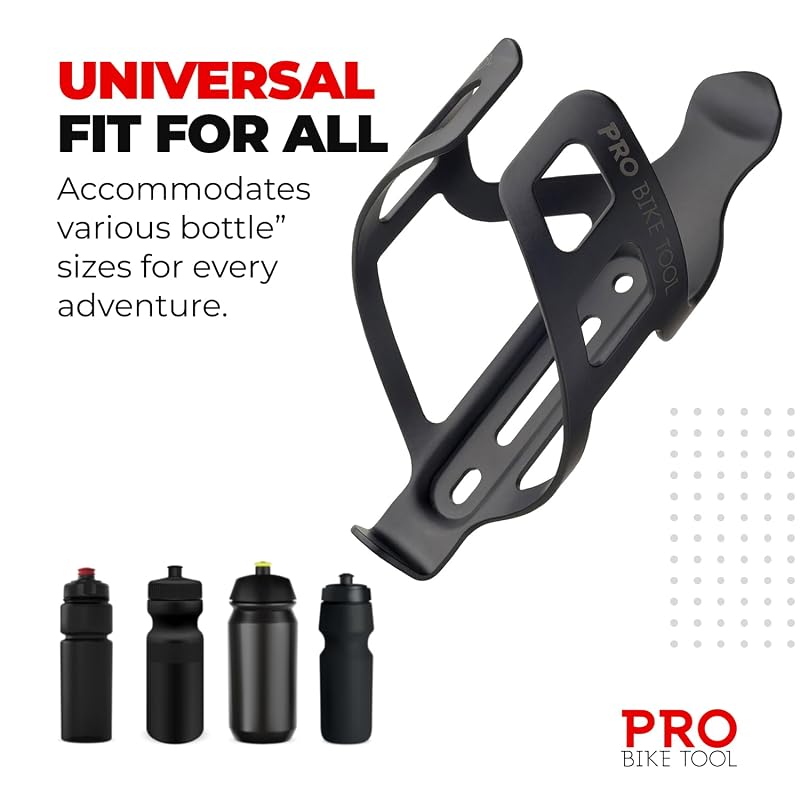 Pro Bike Tool Aluminum Bottle Cage - Matte Black/Aluminum, Universal Fit