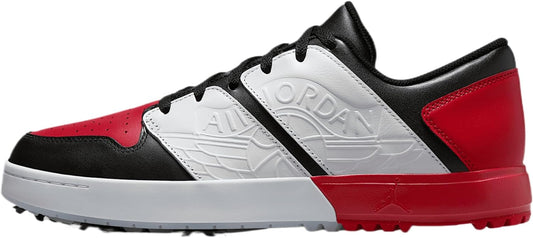 Jordan NU Retro 1 G Golf Shoes (FZ4153-001, Black/University Red/Blue Tint/White)