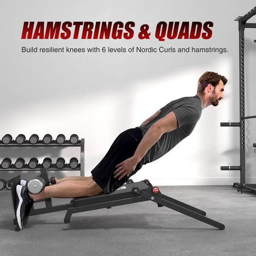FAGUS H Pro Adjustable Nordic Bench - 8-Level Hamstring Curl & Glute Machine with Wheels, Vertical Storage Home Gym Equipment