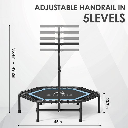 CLORIS 45'' Fitness Trampoline - Max Load 450lbs, Rebounder with Adjustable Foam Handle Indoor/Outdoor Fitness Body Exercise (Blue)