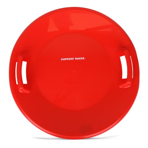 Slippery Racer Heavy-Duty Cold Resistant Downhill Pro Plastic Outdoor Winter Saucer Disc Snow Sled with Handles, Red
