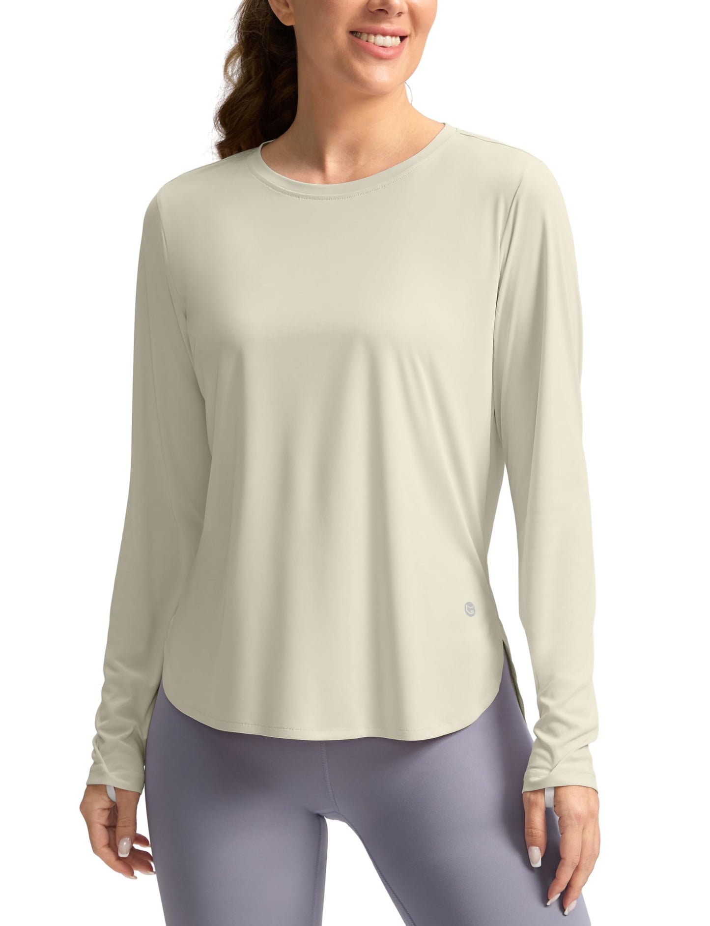 Women's Sun Shirts UPF 50+ Long Sleeve UV Protection Shirt Lightweight Quick Dry Workout Hiking Tops for Women(Oatmeal,M)