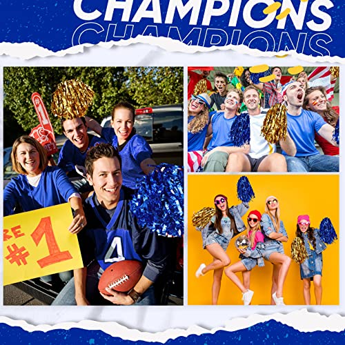 Cheerleading Pom Poms Set with Baton Handles - Gold and Blue, 60 Pieces