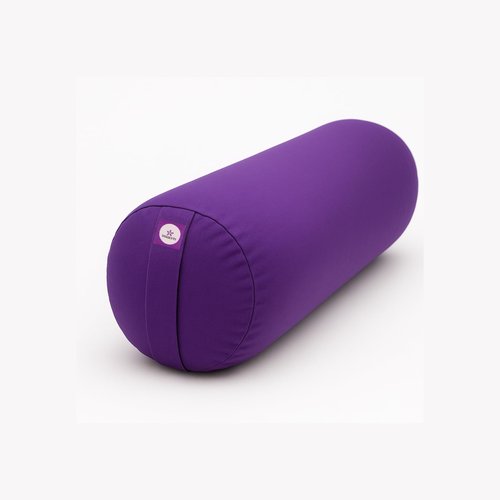 Yogikuti Iyengar Yoga Bolster Pillow for Restorative Yoga & Meditation Poses – 100% Cotton, Firm & Durable Cylindrical Cushion with Washable Cover, Perfect for Balance & Supportive Asanas (Purple)