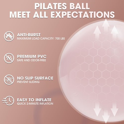 PAETA Pilates Ring Set – 14” Magic Circle with 38 lbs Resistance, Dual Padded Handles, 9.8” Pilates Ball, and 5 Resistance Bands for Home Workouts