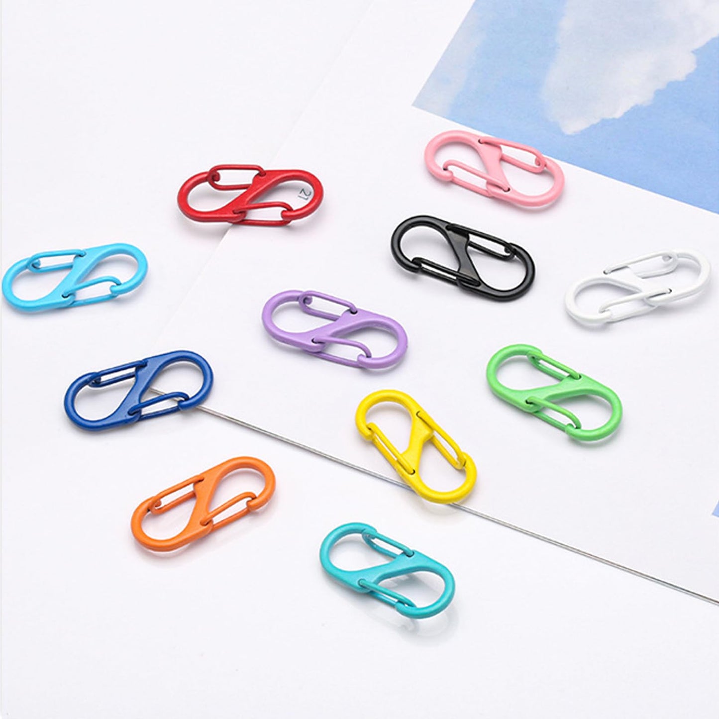 16PCS Colorful Double Opening Lobster Clasps S Lock Chain Shortener Set Keychains Extender Connector for Jewelry Making Kit Metal Necklace Clips Bracelet Closures DIY Craft Clasp Carabiner