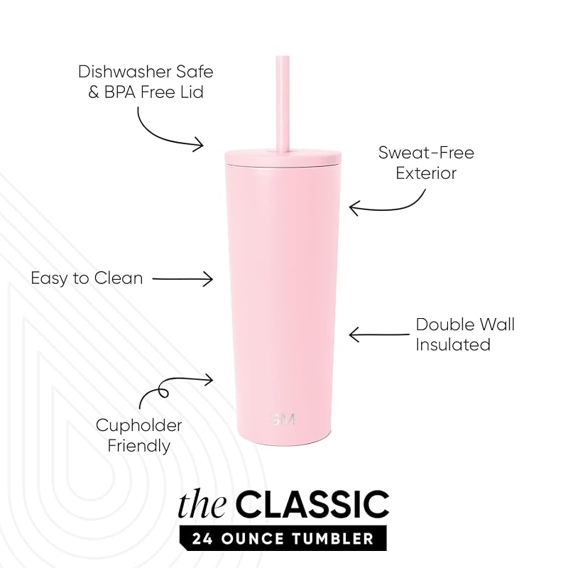 Simple Modern Iced Coffee Tumbler 24oz - Pink (Blush) variation included