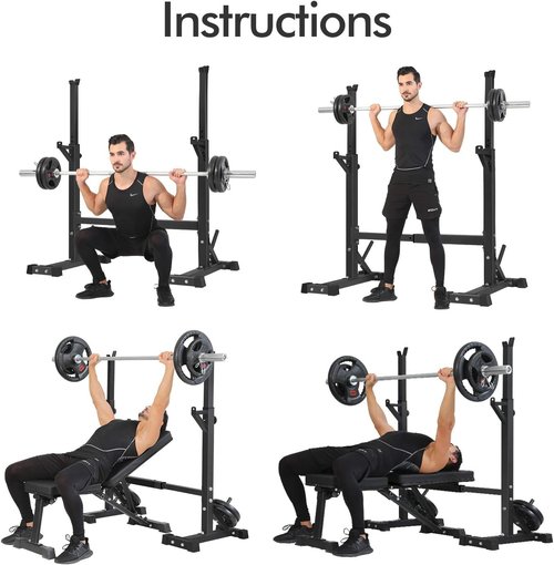 BangTong&Li Squat Rack Stand,Barbell Rack,Bench Press Rack Stand Home Gym Adjustable Weight Rack 550Lbs (Black)