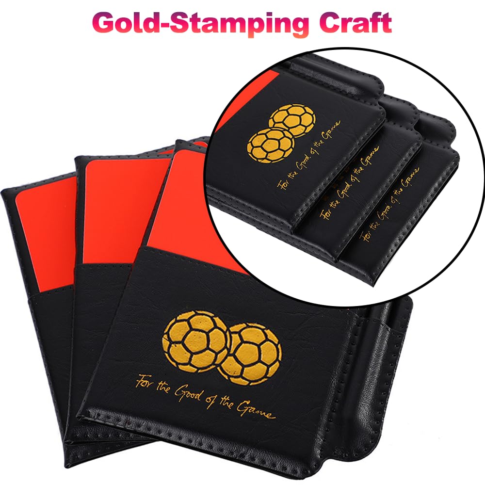 Soccer Referee Cards (2-Pack), Soccer Red and Yellow Cards Set with Leather Wallet, Scorebook, Pencil for School, Soccer Games, Party