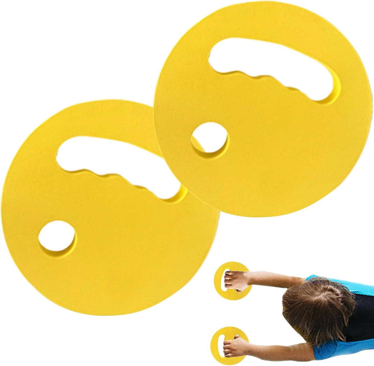 18x3 Cm 2 Pieces Water Exercise Discs EVA Floating Aqua Training Disc Pool Workouts Aid with Ergonomic Grip for Adults Swimming Beginners Teens Women Boys Men