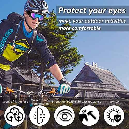 Motorcycle Goggles 2 Pack, Dirt Bike ATV Goggles Motocross Riding Racing Eyewear Off-Road MX Bike & Ski Goggles UV400 Anti-Fog Impact-Resistant Dustproof Goggle for Adult Youth Kids
