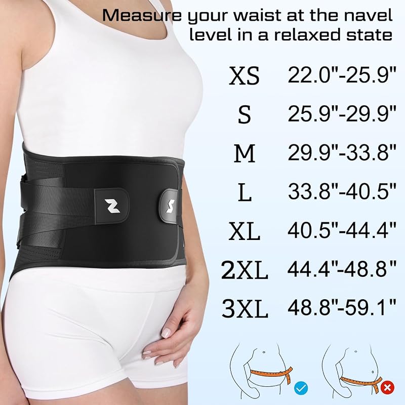 Neenca Back Brace for Lower Back Pain Relief – Black, Medium (Variation: Black-Single+Medium) Men & Women