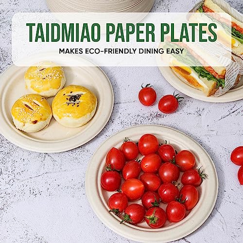 Brown Disposable Paper Plates 7 Inch - 100% Compostable, 100 Pack