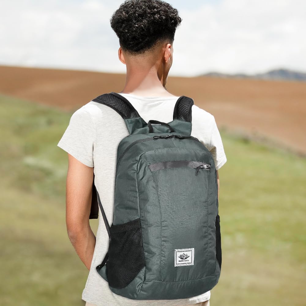 10 L Ultralight Packable Backpack, Grey Travel Foldable Backpack Lightweight Collapsible Day Packs for Camping Hiking Outdoor Cycling Hiking Sports Gym